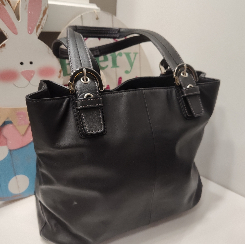 🖤 Vintage EUC Coach Soho Leather North South Smooth Leather Tote Bag, Black - Picture 7 of 16